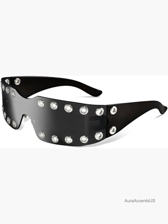 Wrap Around Cyberpunk Rimless Sunglasses UV400 Shield Shades main image 6